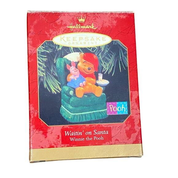 NWT/Box Hallmark VTG Waiting On Santa Winnie The Pooh Ornament - Picture 2 of 7